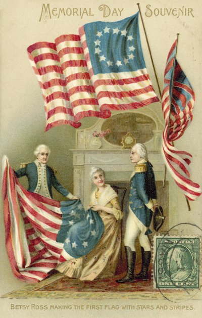 Betsy Ross maakt de eerste Amerikaanse vlag door American School